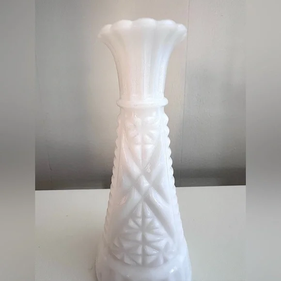 Classic White Milk Glass Decorative Vase - Picture 2 of 10